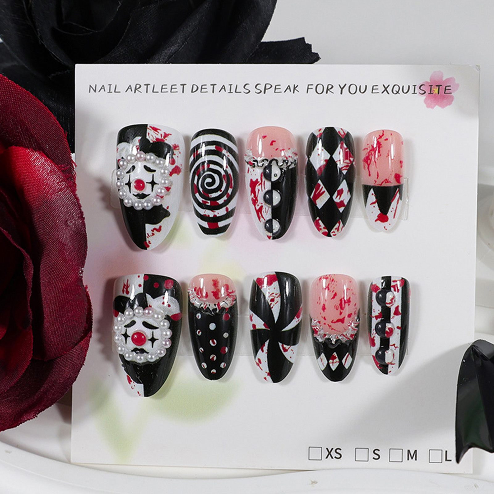 30pcs Funny Dark Clown Press O - Nail Art Press On review and price