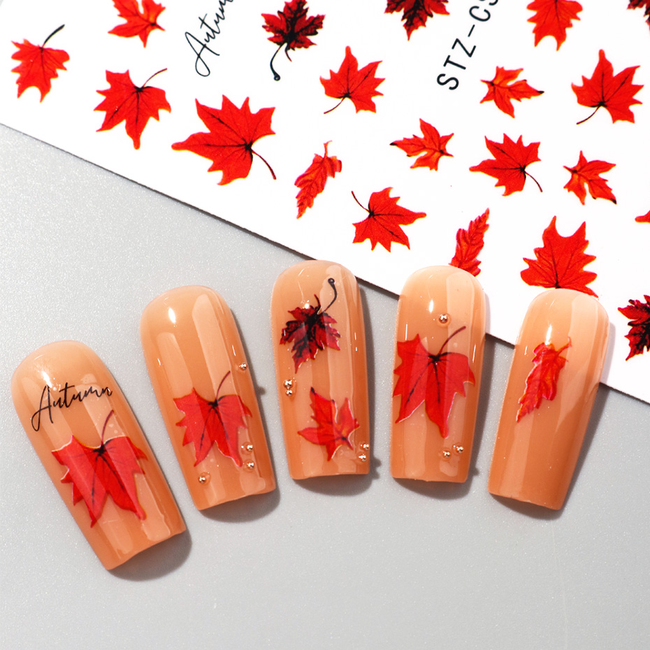 2pcs Watercolor Orange Red Map - Nail Art Orange review and price