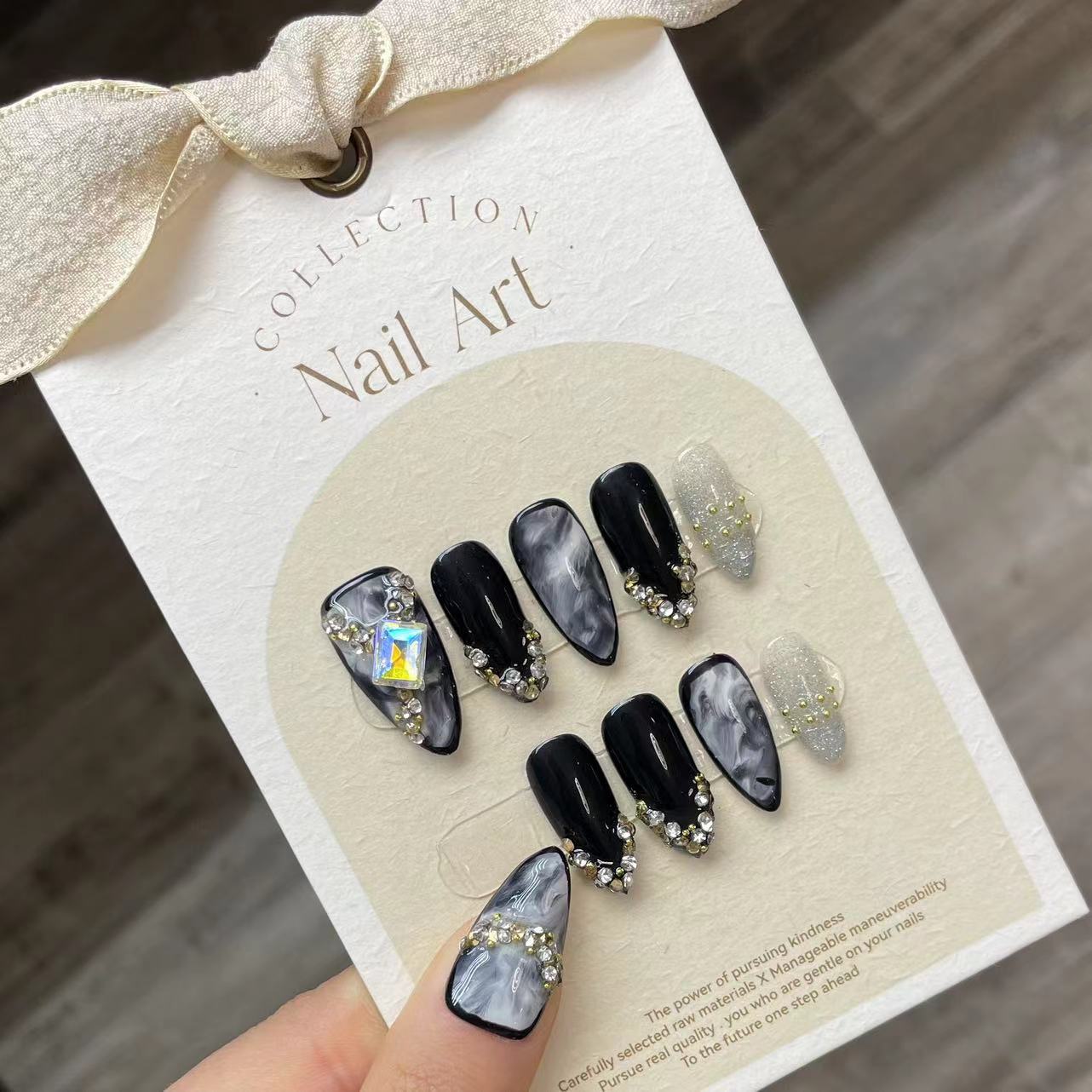 Handmade Press on Nails Black  - Nail Art Press On review and price
