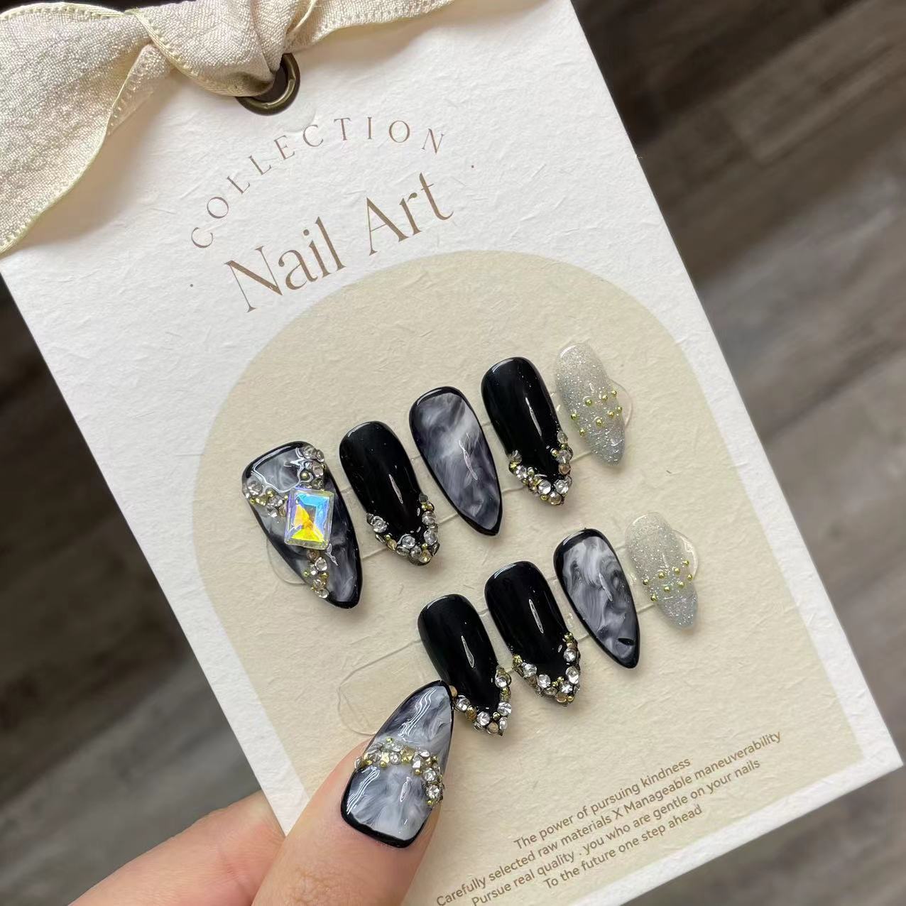Handmade Press on Nails Black  - Nail Art Press On review and price