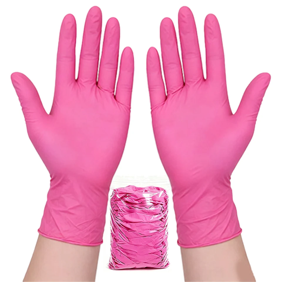50PCS Deep Pink Nitrile Gloves - Nail Art Pink review and price