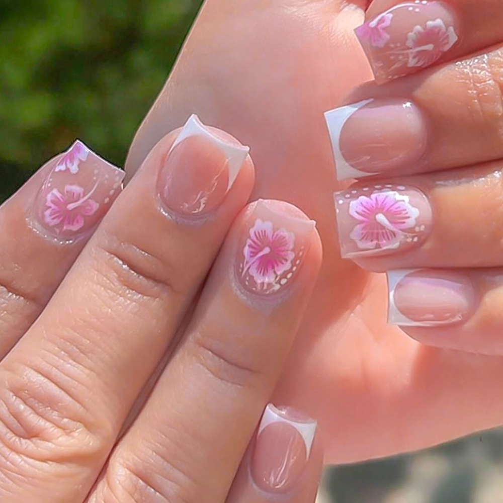 24Pcs French Flower False Nail - Nail Art Press On review and price