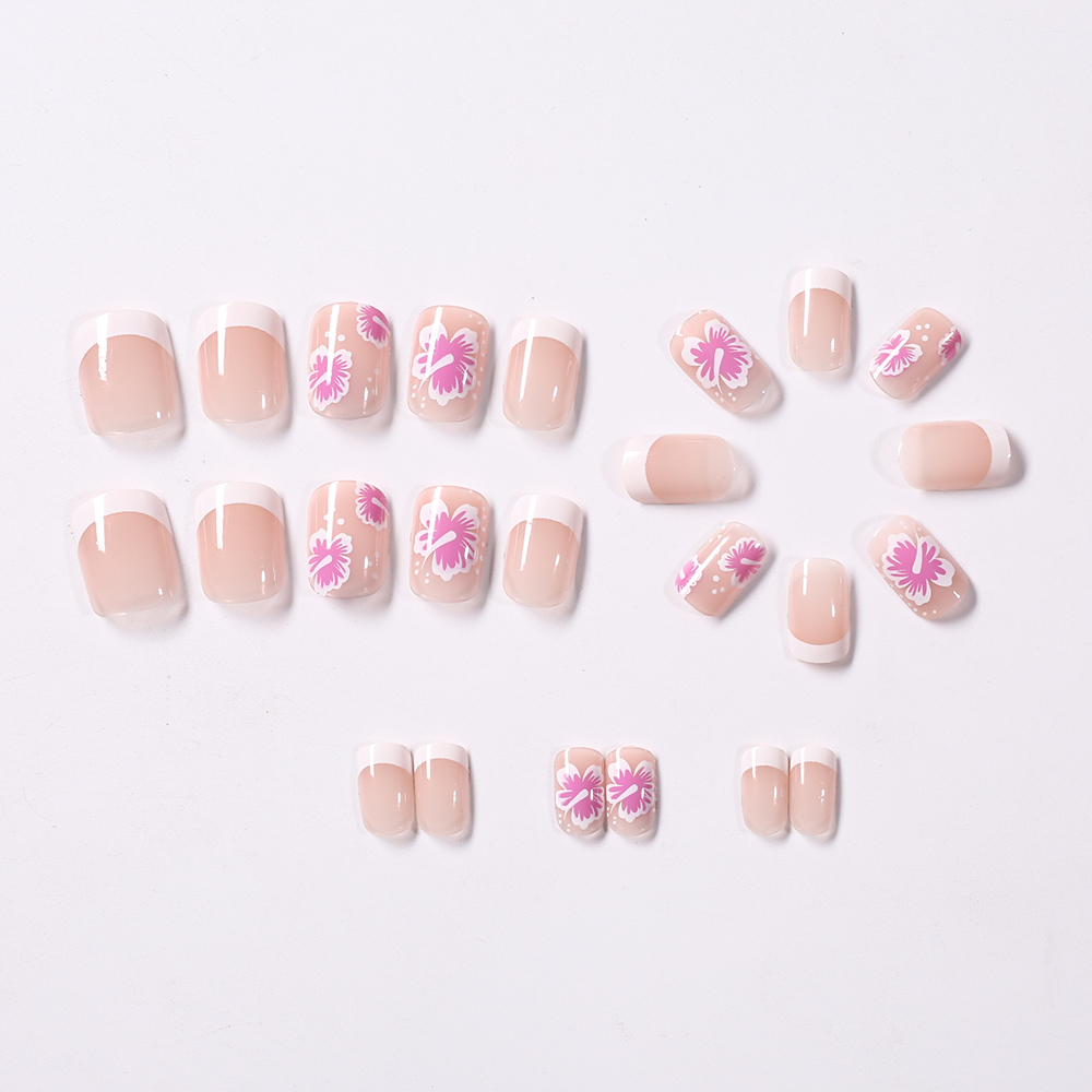 24Pcs French Flower False Nail - Nail Art Press On review and price